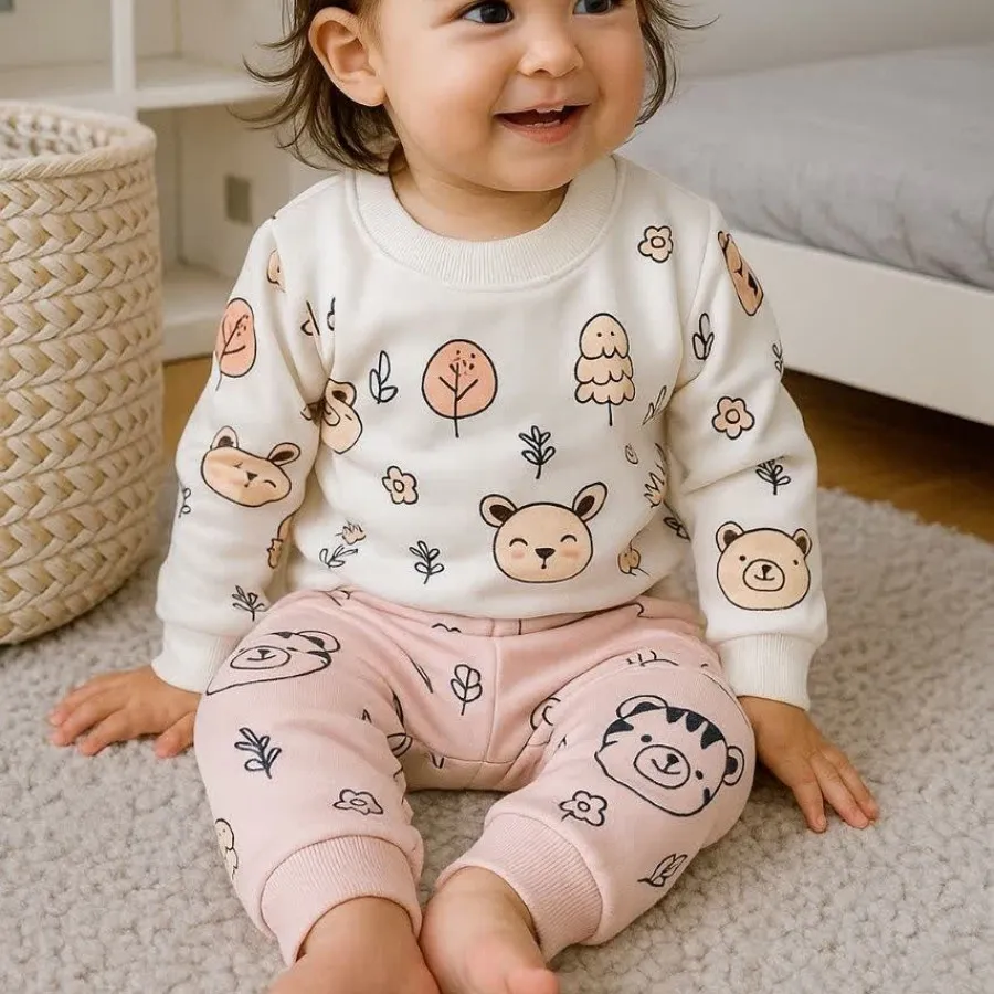 بلوز شلوار سفید صورتی تما