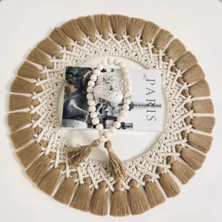 رومیزی گرد مکرومه