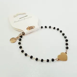 دستبند استیل طلایی قلبی