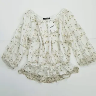شومیز سفید گلدار  زارا