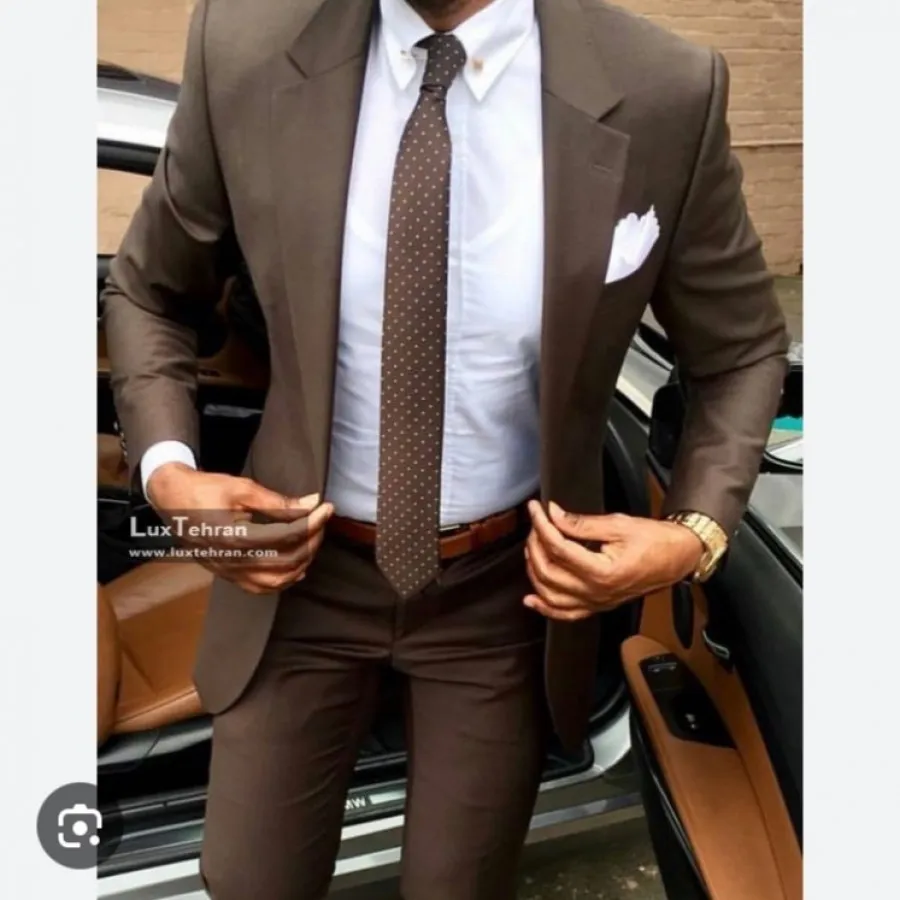 کت شلوار قهوه ای مردانه