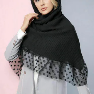 شال مشکی توری پلیسه دار