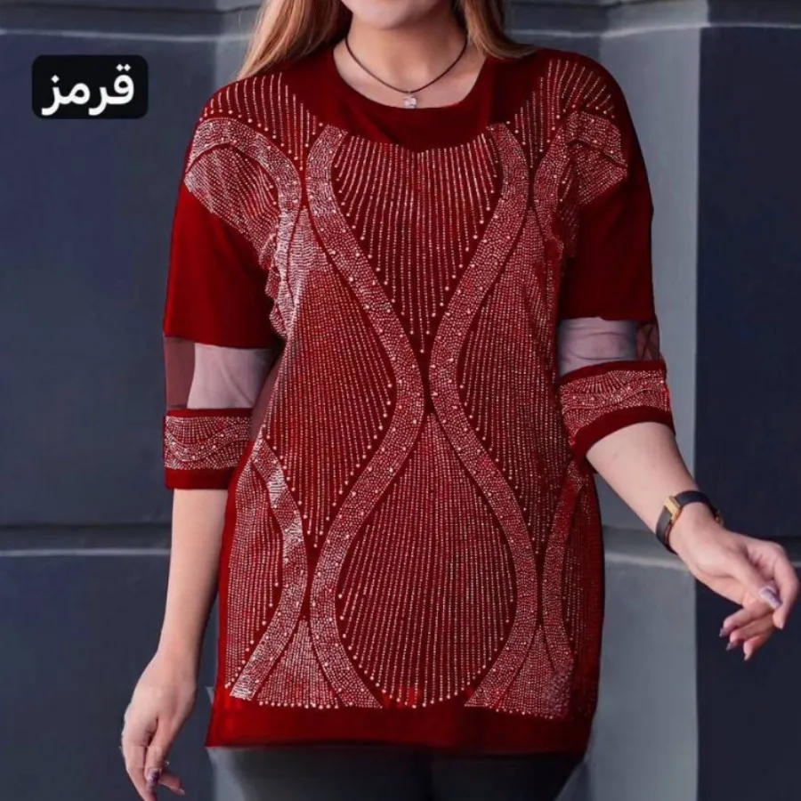 شومیز سایزبزرگ نگین دار