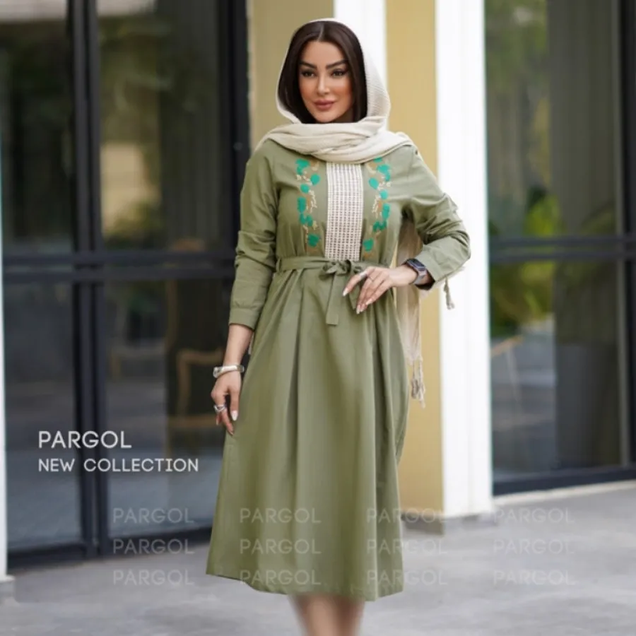 پیرهن کژوال لینن سبز ارتش