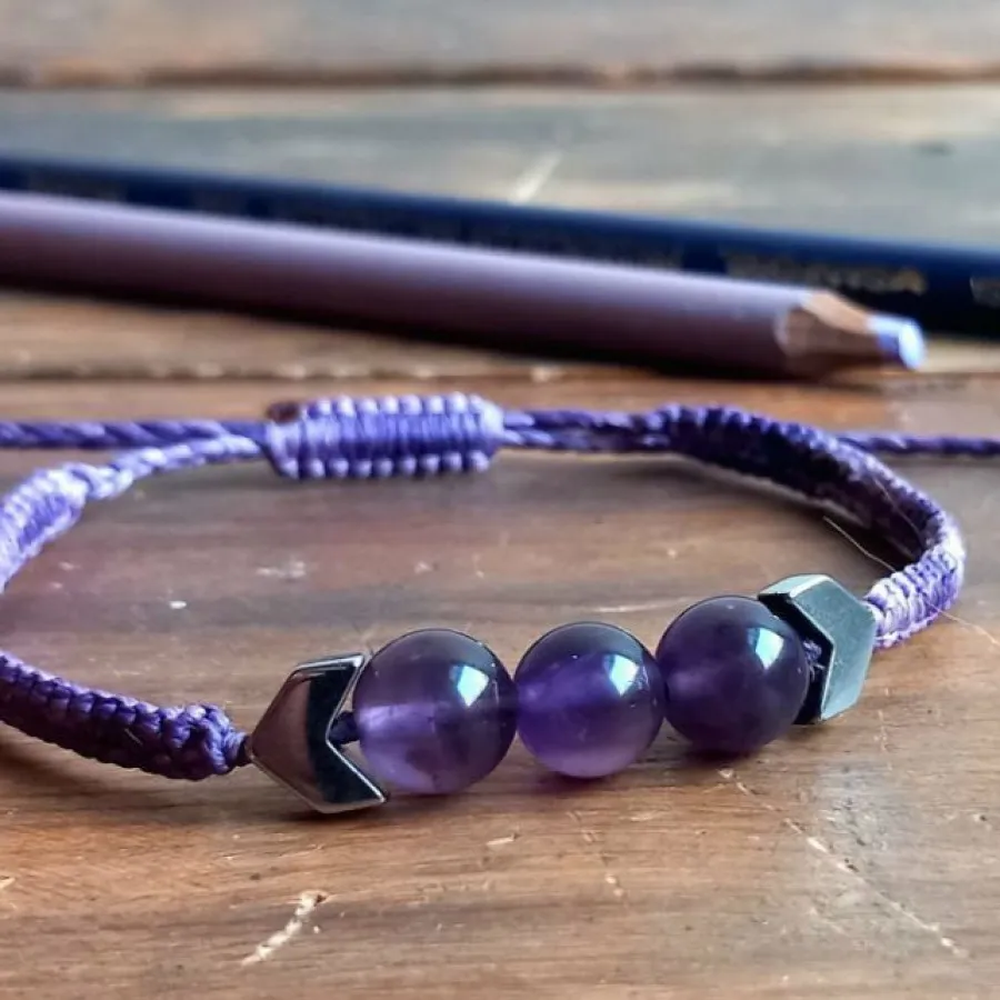 دستبند سه مهره آمیتیست