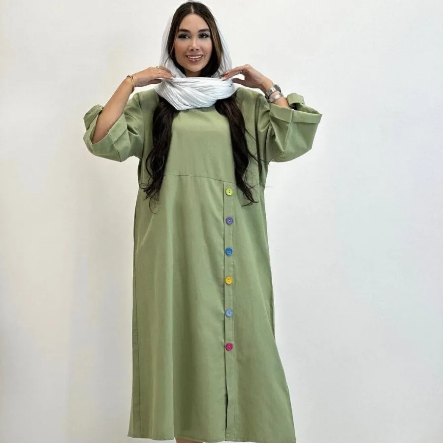 پیراهن دکمه رنگی