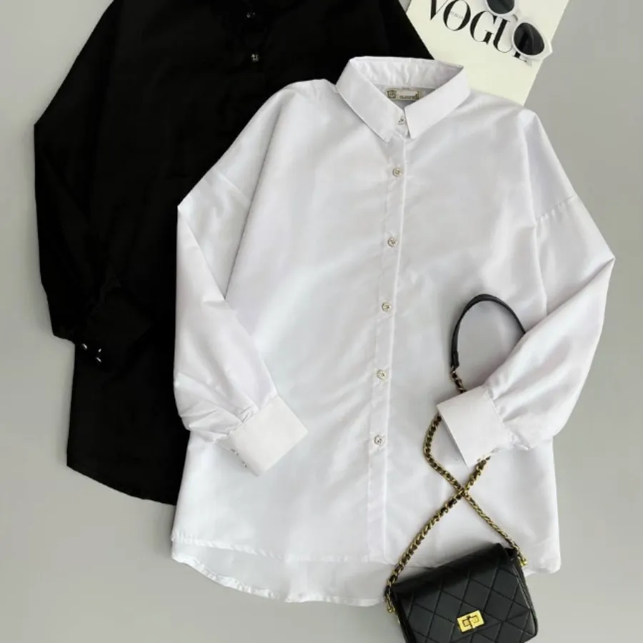 شومیز سفید و مشکی بیسیک