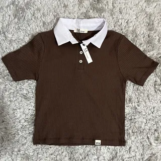 تیشرت قهوه ای یقه دار