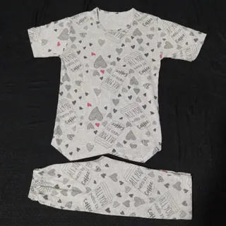 تیشرت شلوارک مدل دار نخی