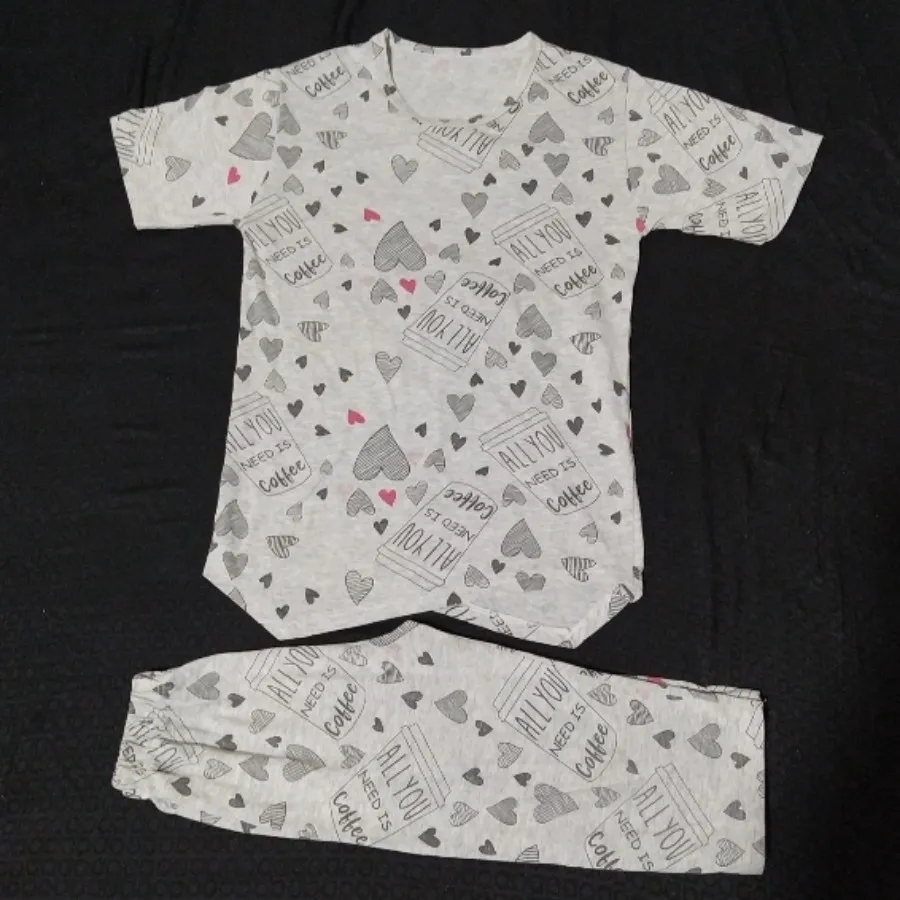 تیشرت شلوارک مدل دار نخی