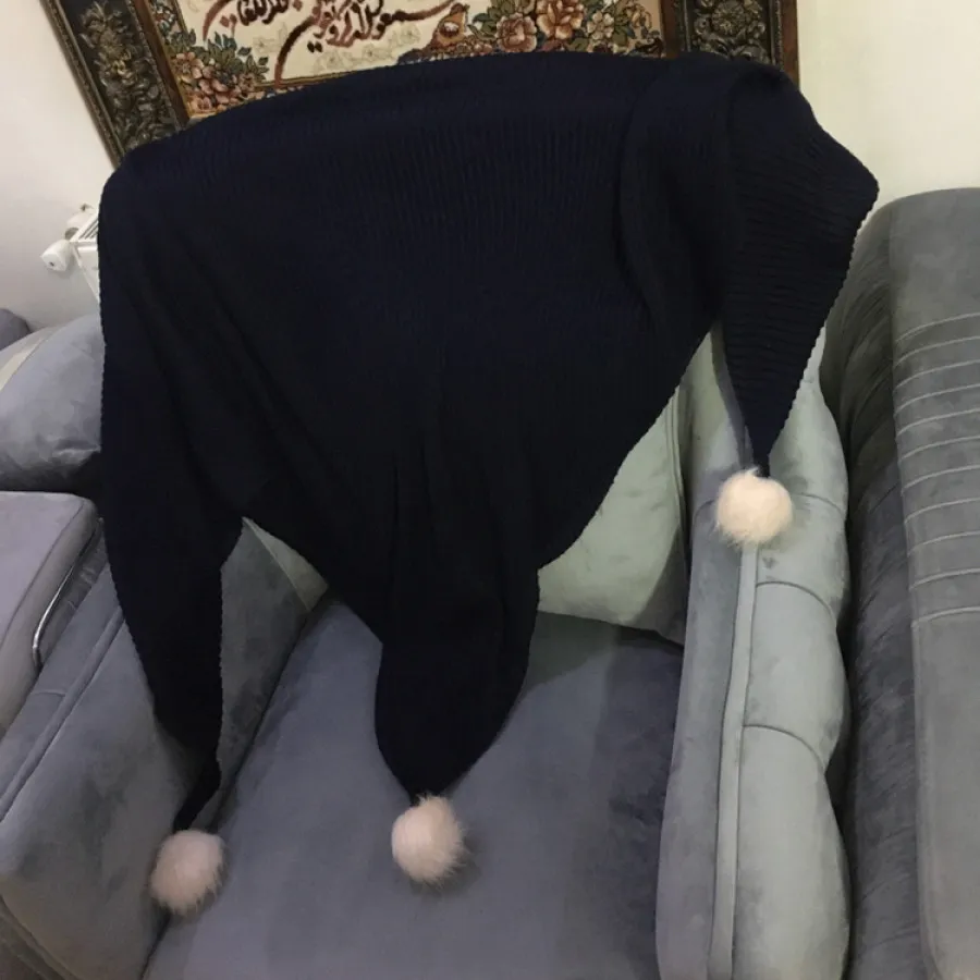 روسری پلیسه موهر پوم دار