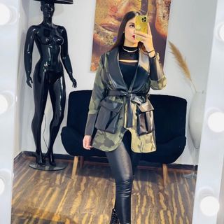 کت چریکی استین چرم