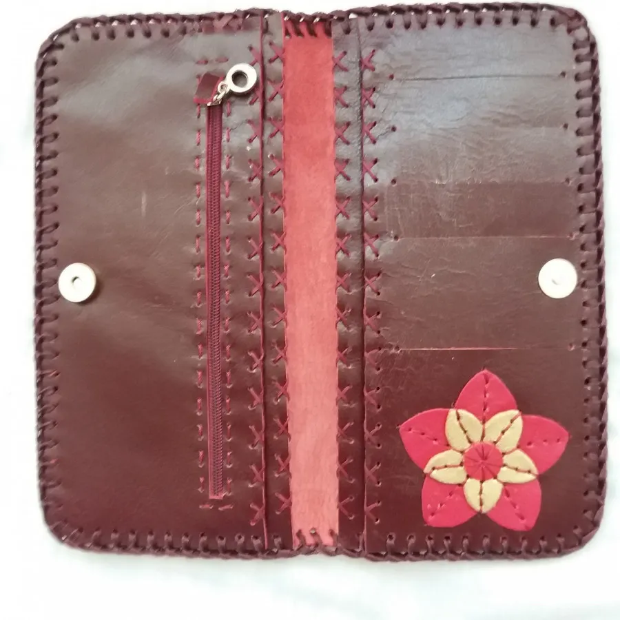 کیف پول زنانه چرم دستدوز