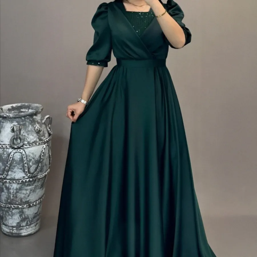 پیراهن مجلسی مشکی سبز