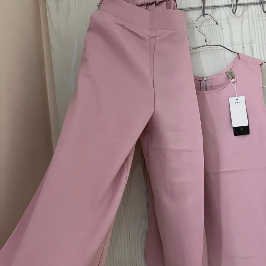 ست تاپ و شلوار صورتی چرک