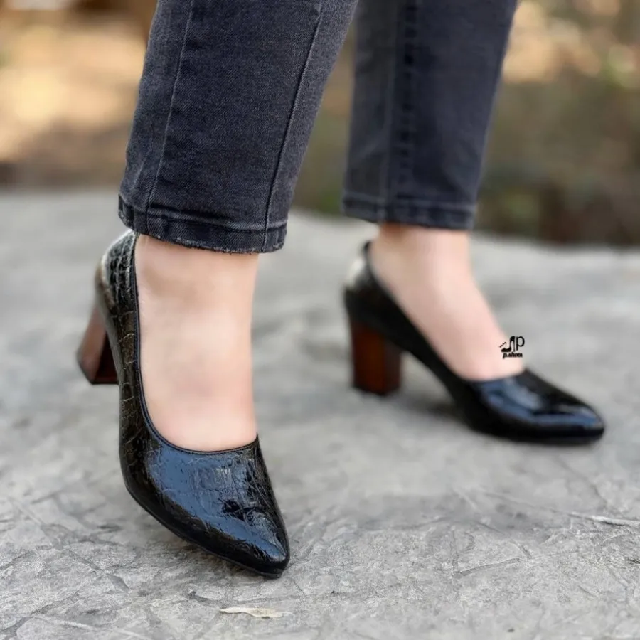 کفش پاشنه چوبی 5سانت