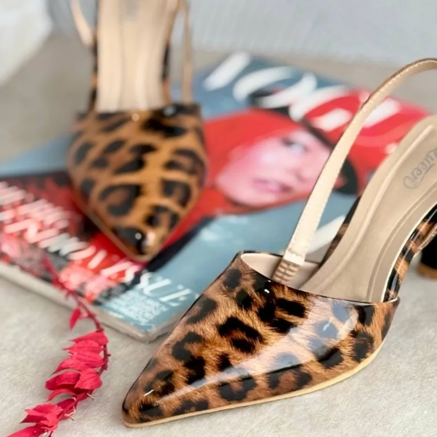 کفش پاشنه 7سانت پلنگی