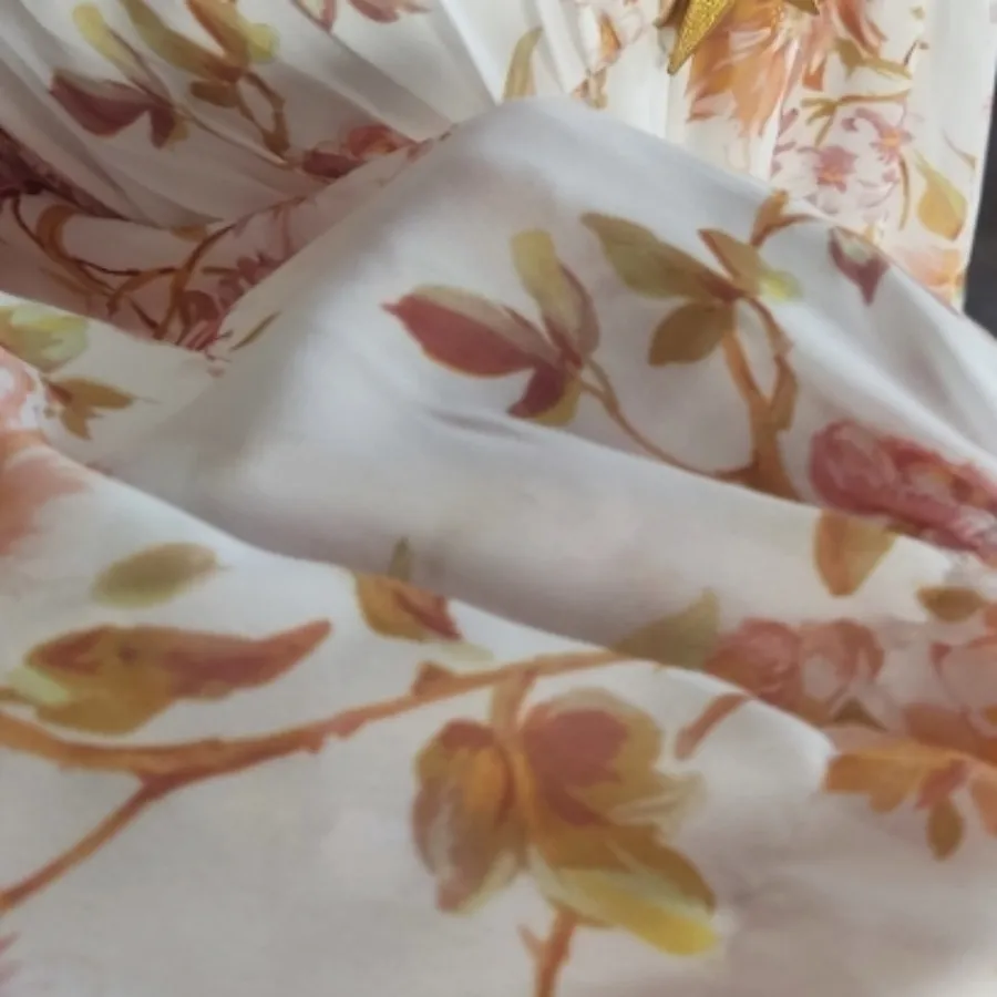 مینی کرپ حریر گلدار نباتی