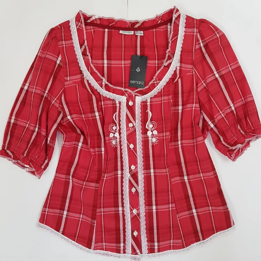 شومیز سفید و قرمز اسمارا