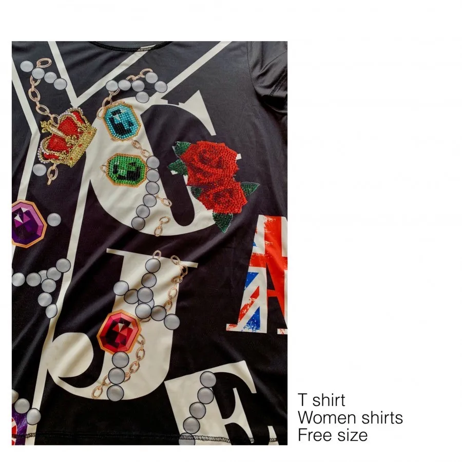 تی شرت طرح دار نگینی