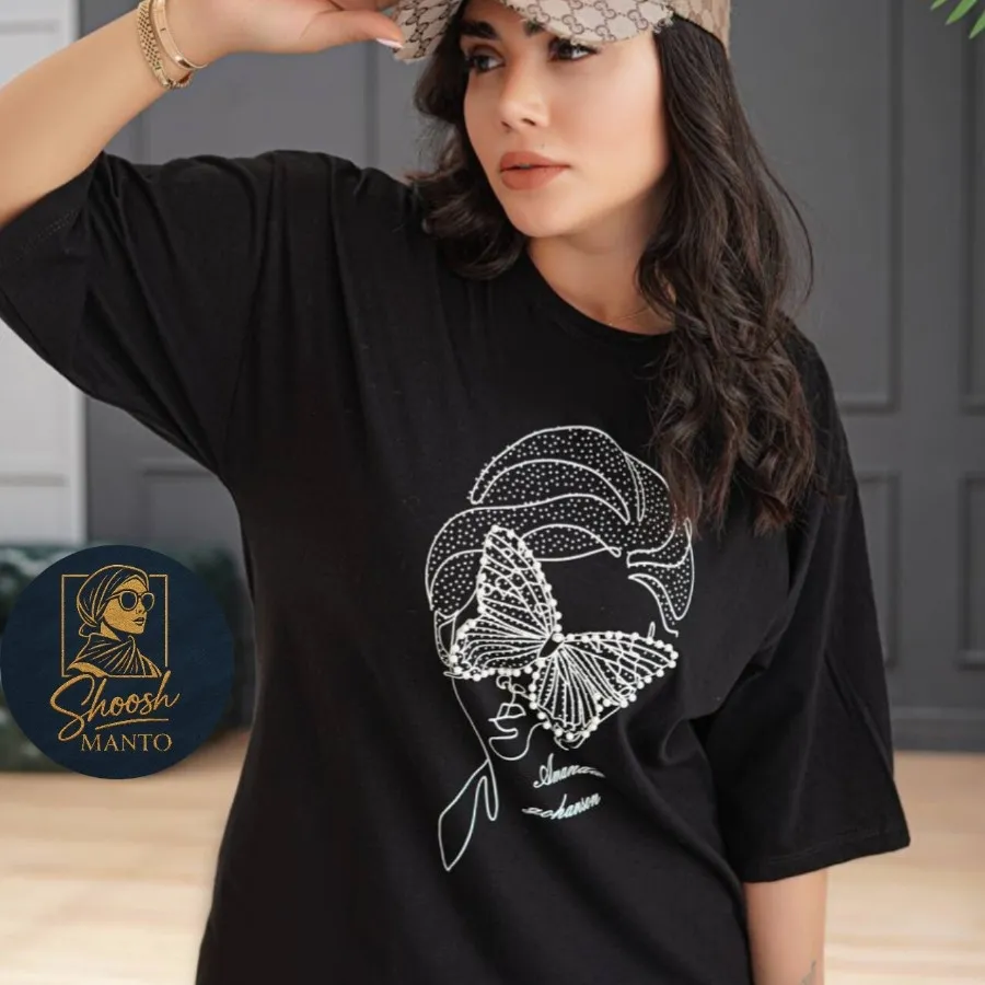 تیشرت لانگ طرح رخ