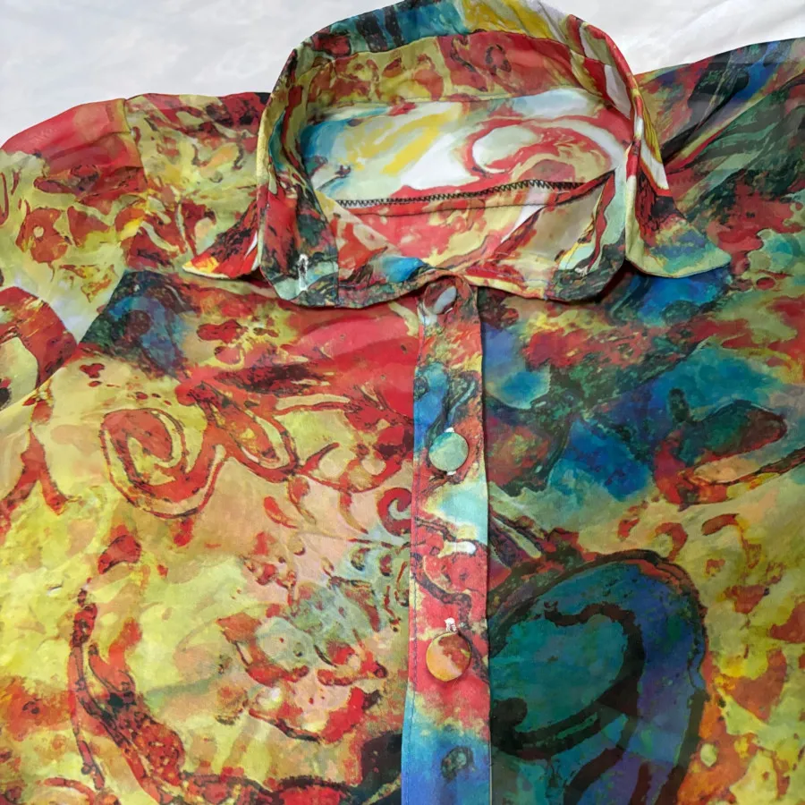 شومیز حریر آبرنگی