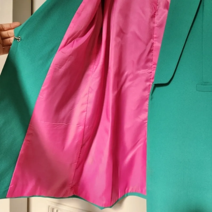 کت کرپ سبز آستر‌دار