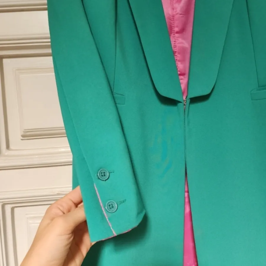 کت کرپ سبز آستر‌دار