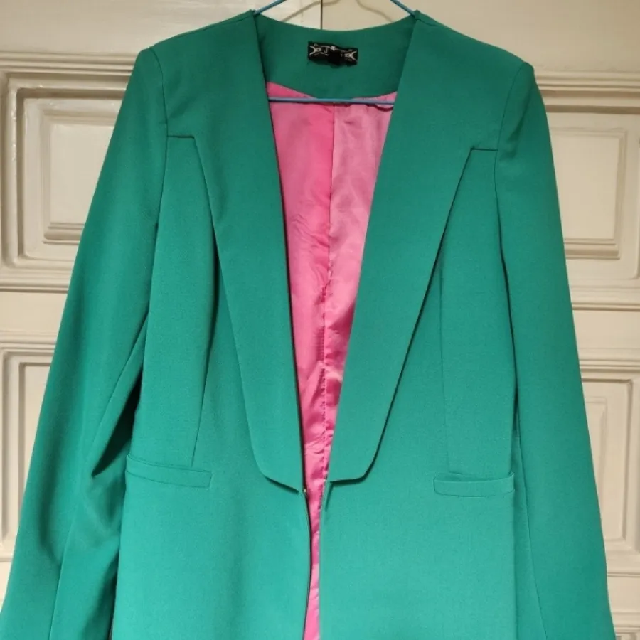 کت کرپ سبز آستر‌دار