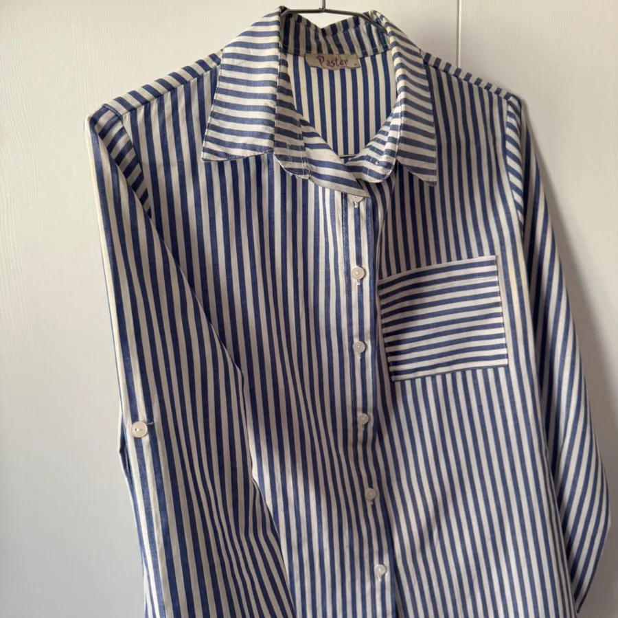 شومیز ترندی راه راه آبی