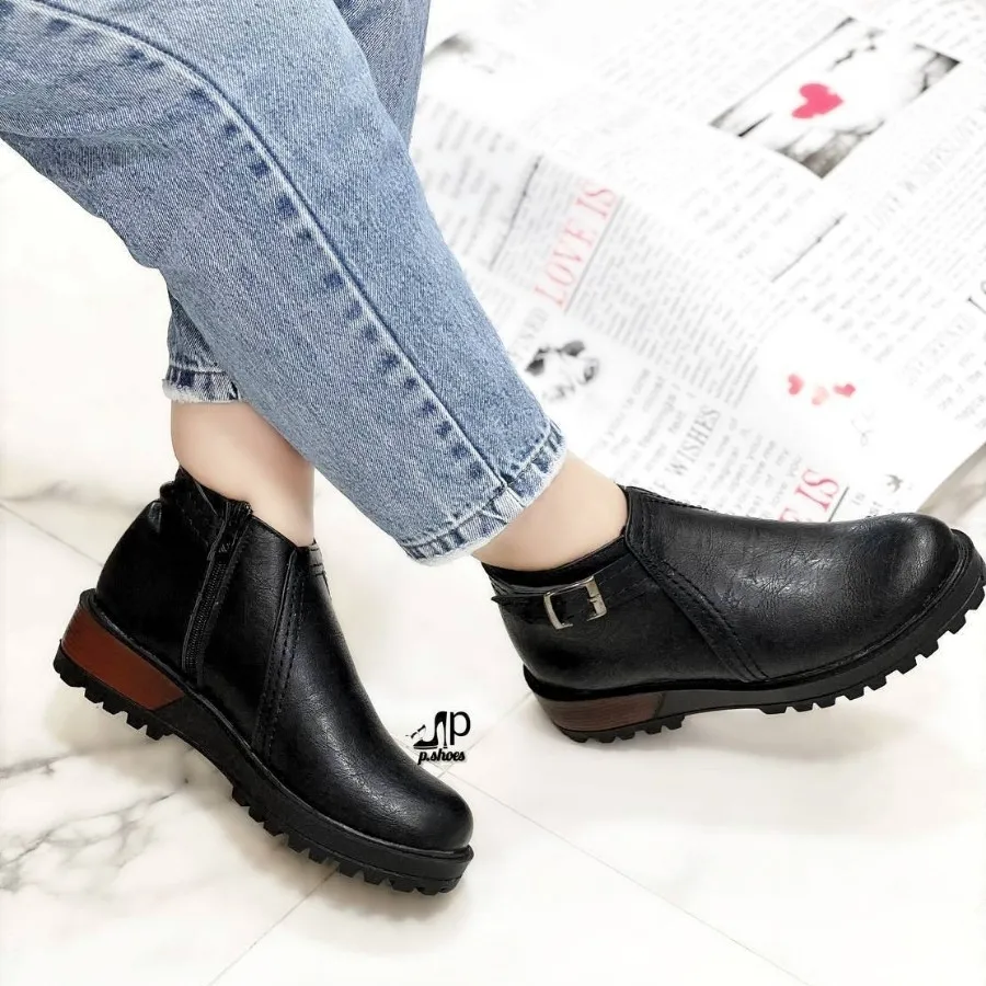 نیم بوت زنانه عسلی ومشکی