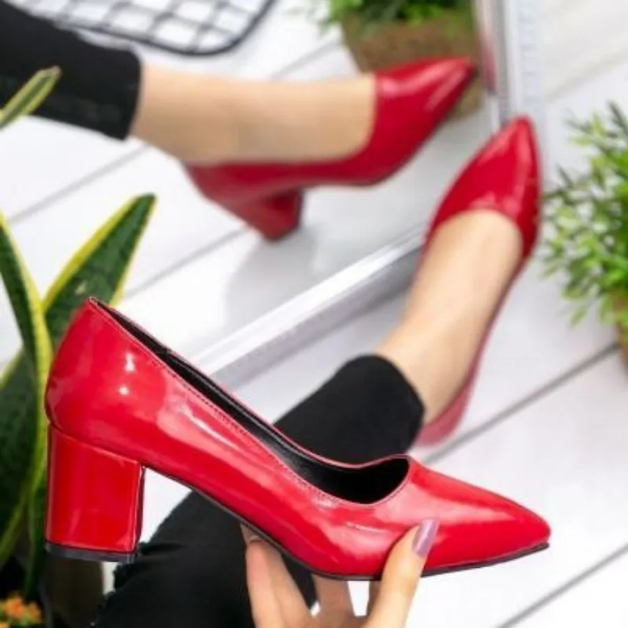 کفش پاشنه 5سانت ورنی