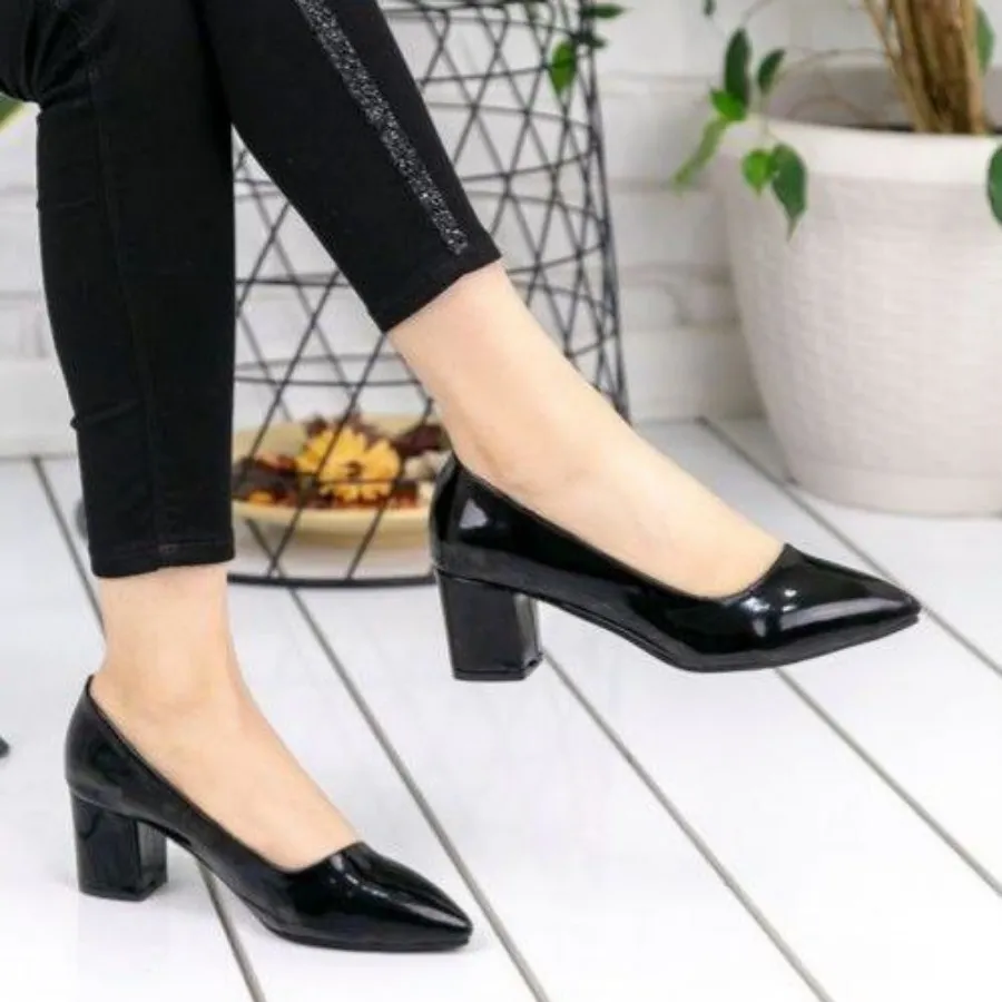 کفش پاشنه 5سانت ورنی