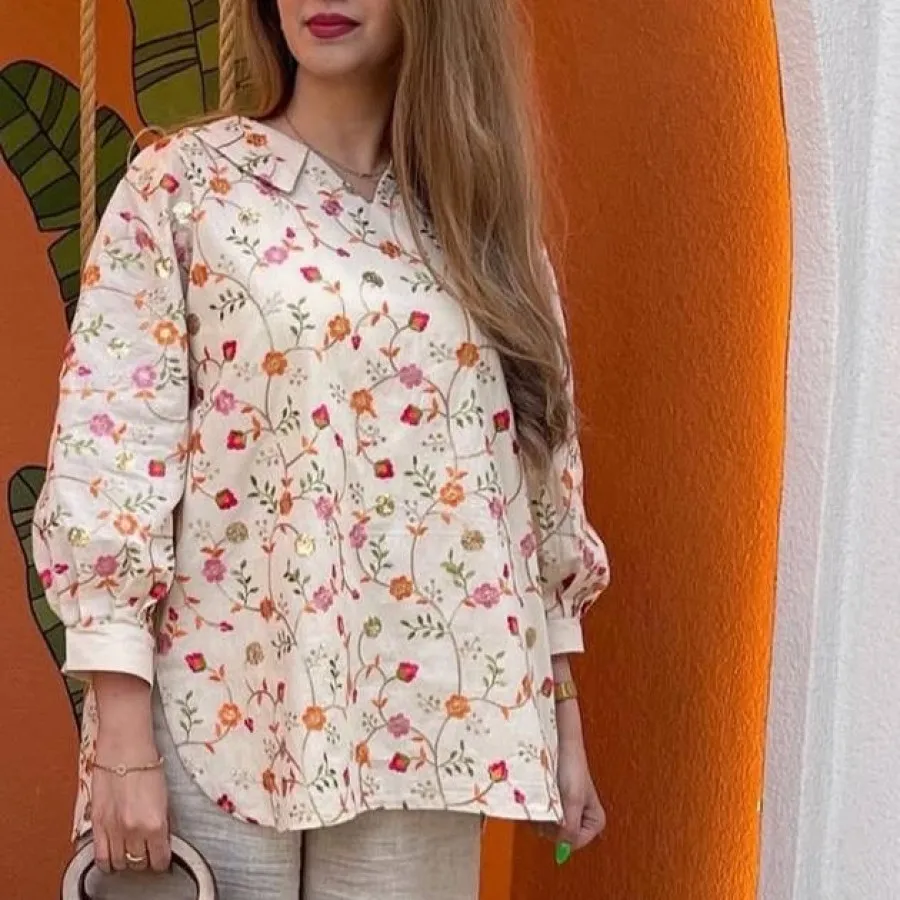 شومیز سوزندوزی و پولک دوز