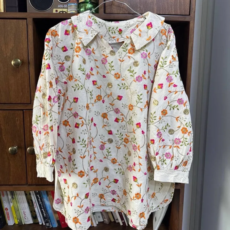 شومیز سوزندوزی و پولک دوز