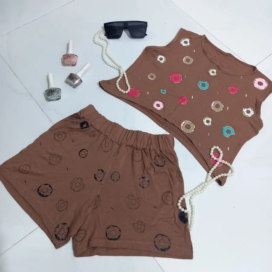 ست کراپ و شورتک طرح دونات