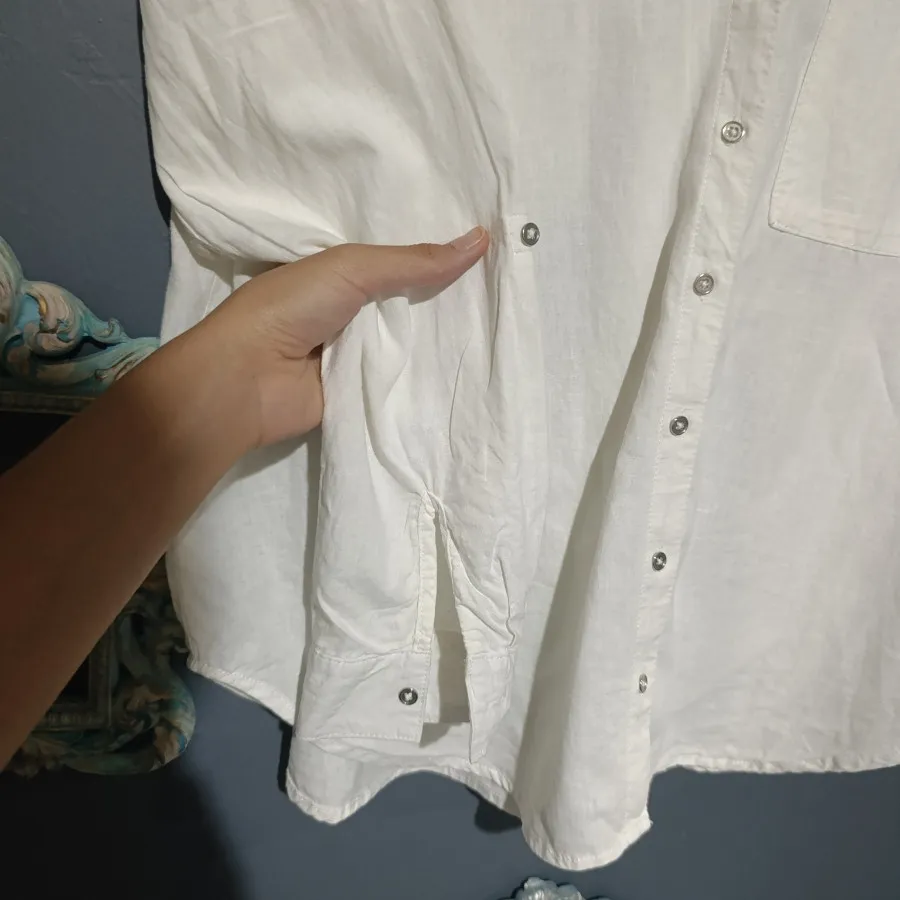 شومیز لینن سفید اروپایی