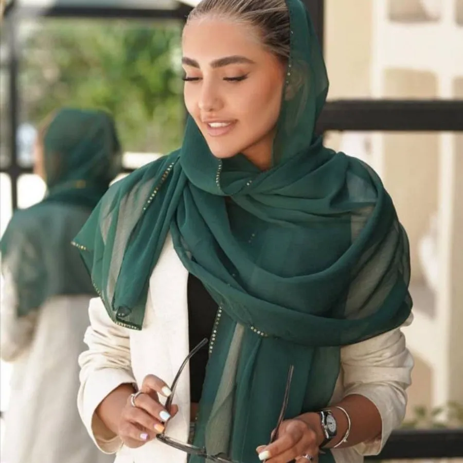 شال حریر لبه پولکی