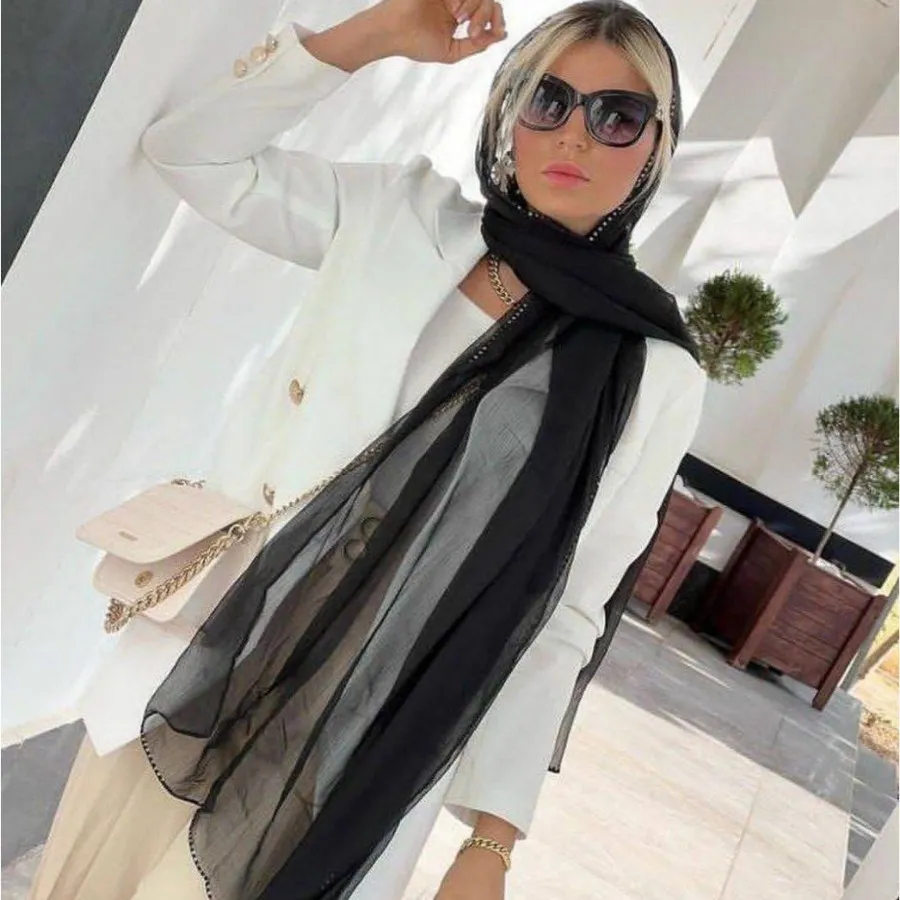 شال حریر لبه پولکی