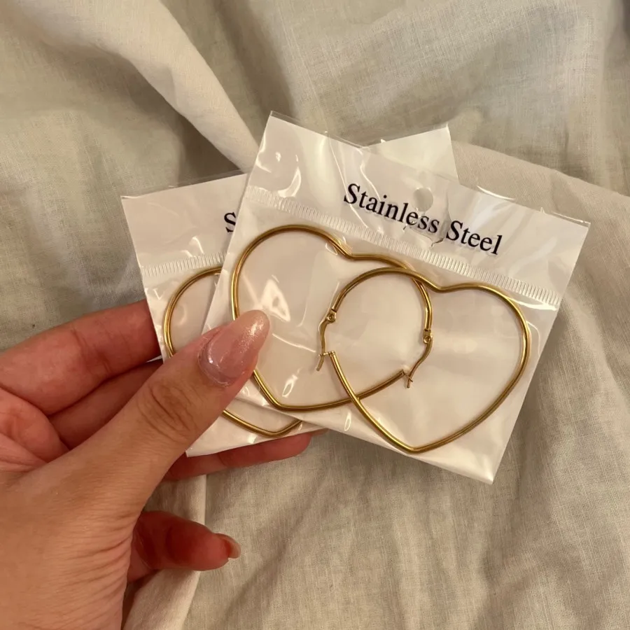 گوشواره استیل قلب طلایی