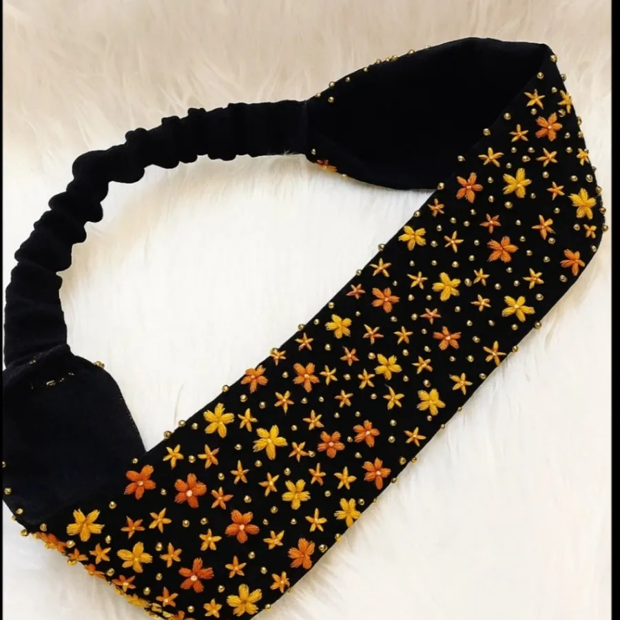 هدبند پارچه گلدوزی