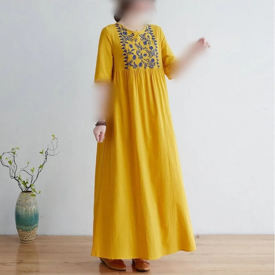 پیراهن ساحلی جلو گلدوزی