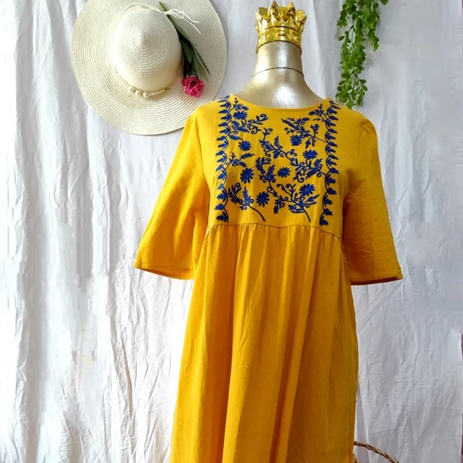 پیراهن ساحلی جلو گلدوزی