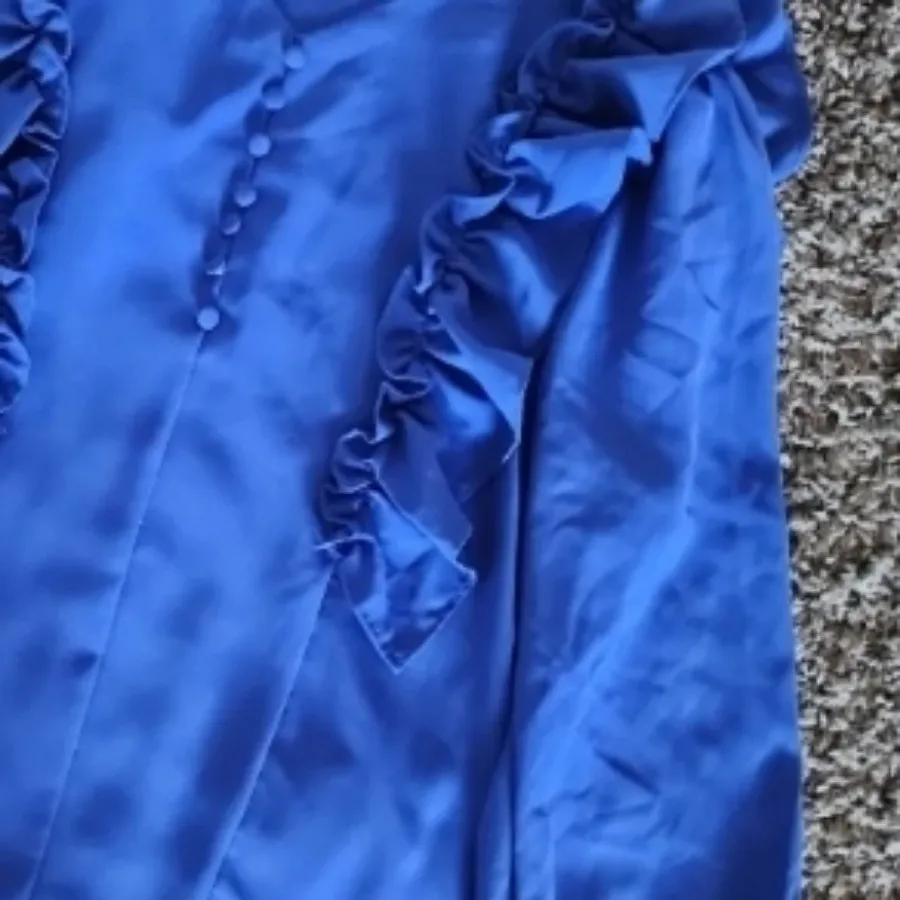 شومیز کرپ آبی کاربنی