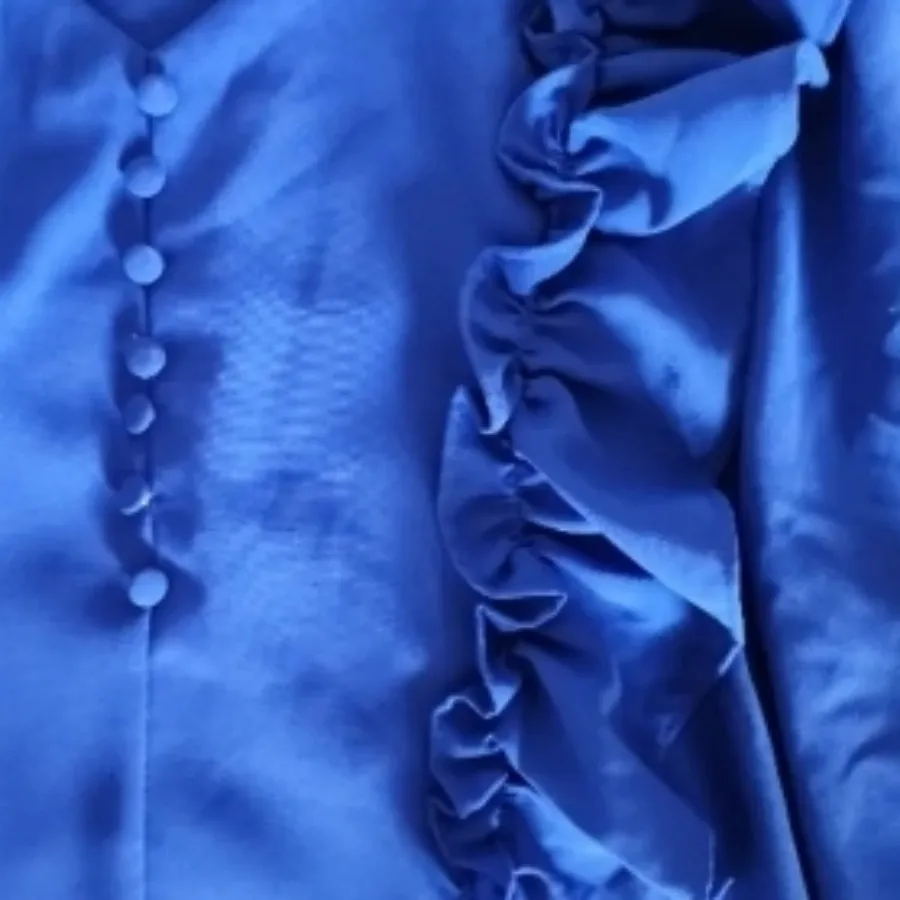 شومیز کرپ آبی کاربنی