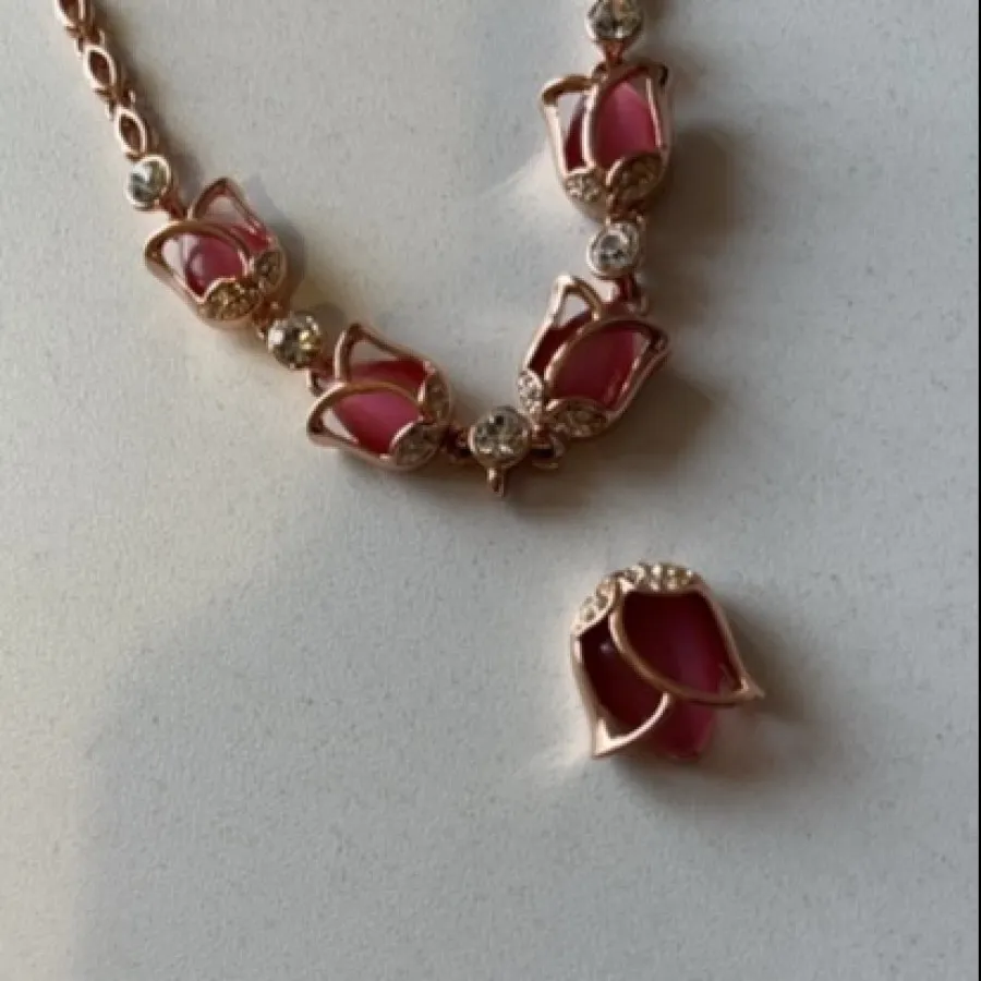 ست زیورآلات لاله صورتی