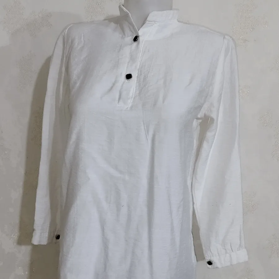 شومیز،مانتو سفید جلو بسته