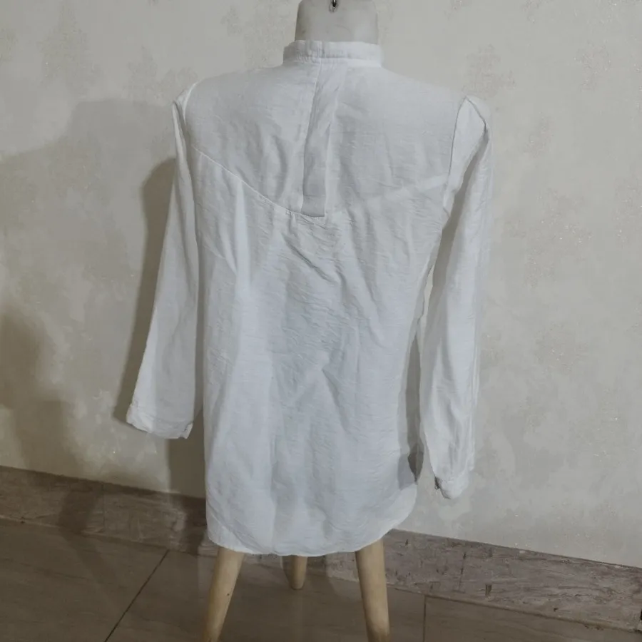 شومیز،مانتو سفید جلو بسته