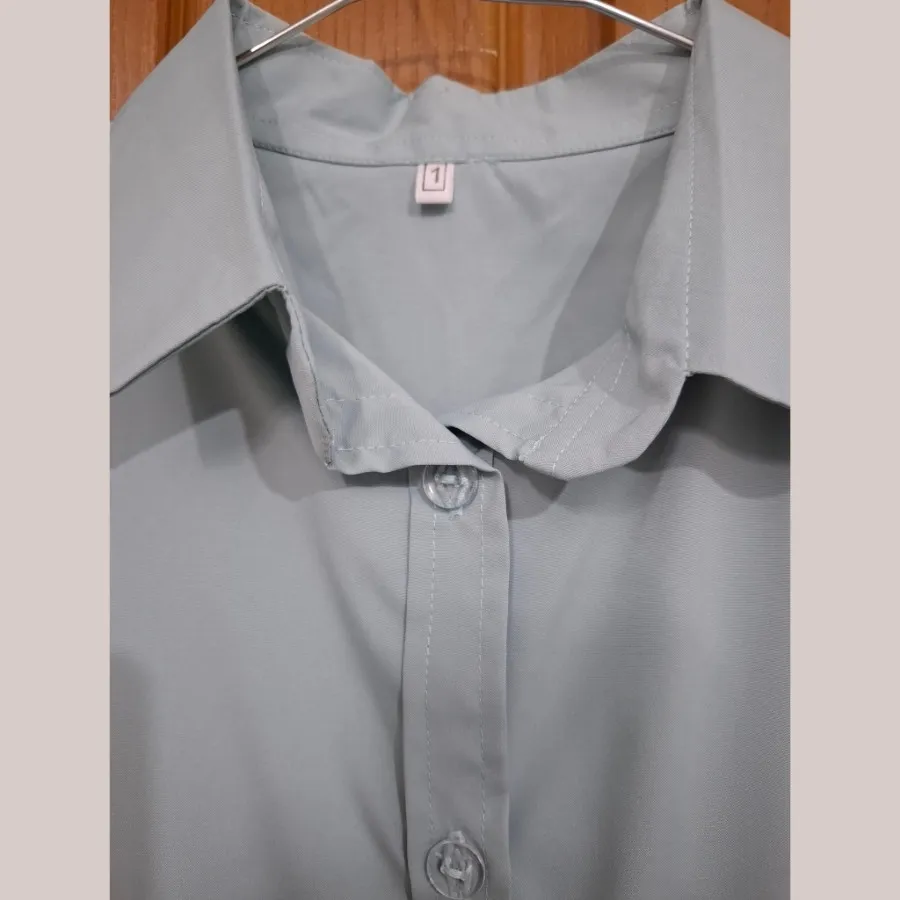 شومیز کرپ آبی روشن