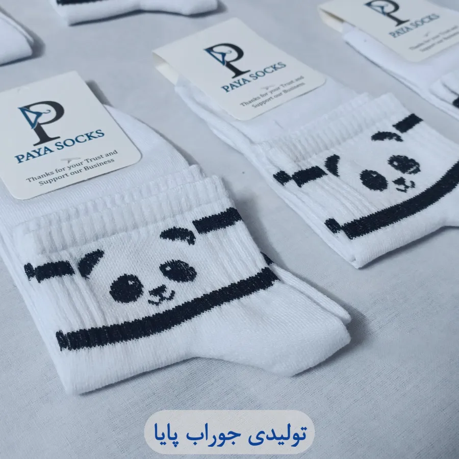 جوراب مچی سفید طرح پاندا